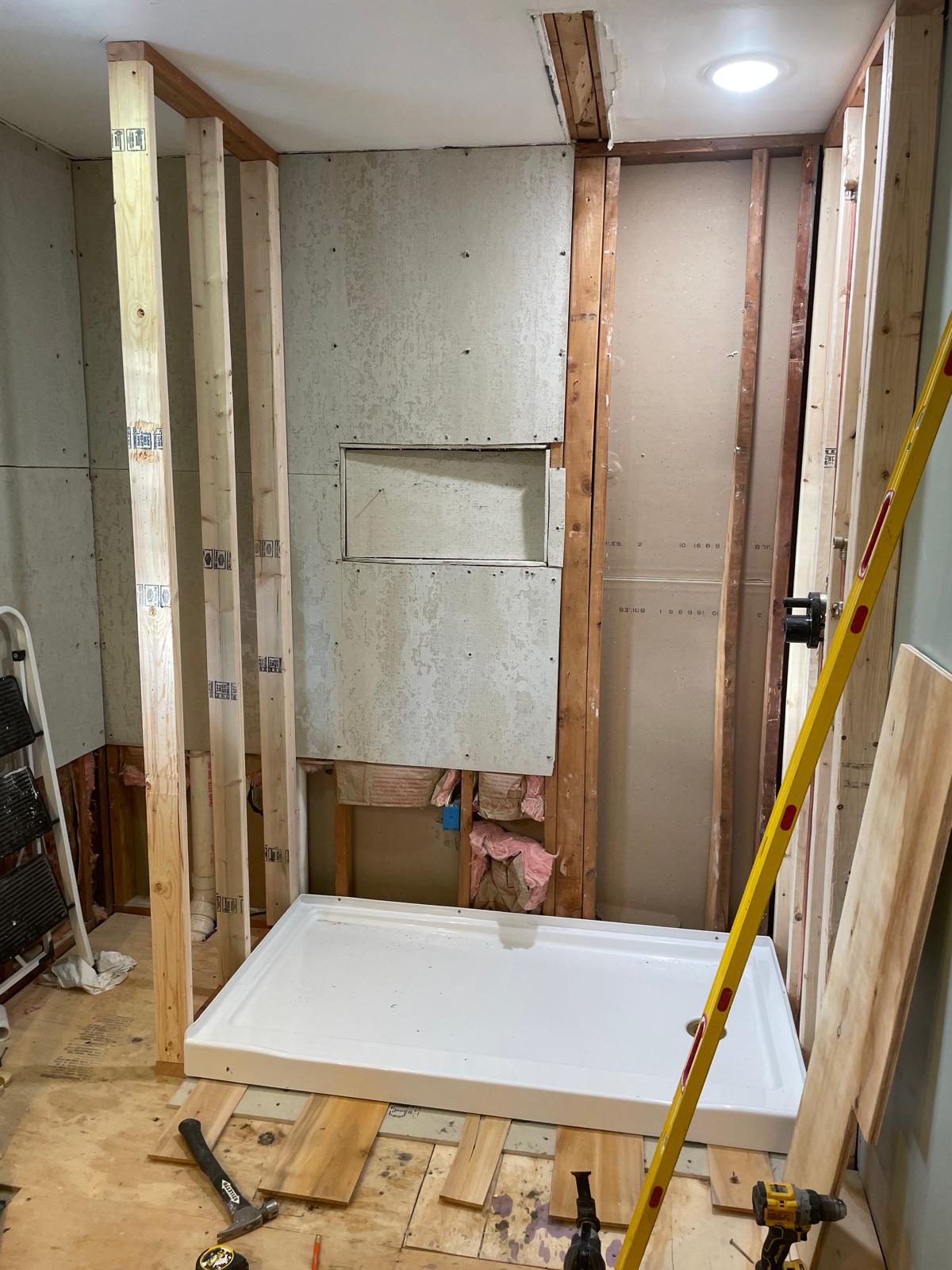Photo of bathroom before renovation by Victor's Finish Work - prior to painting, tiling and grouting
