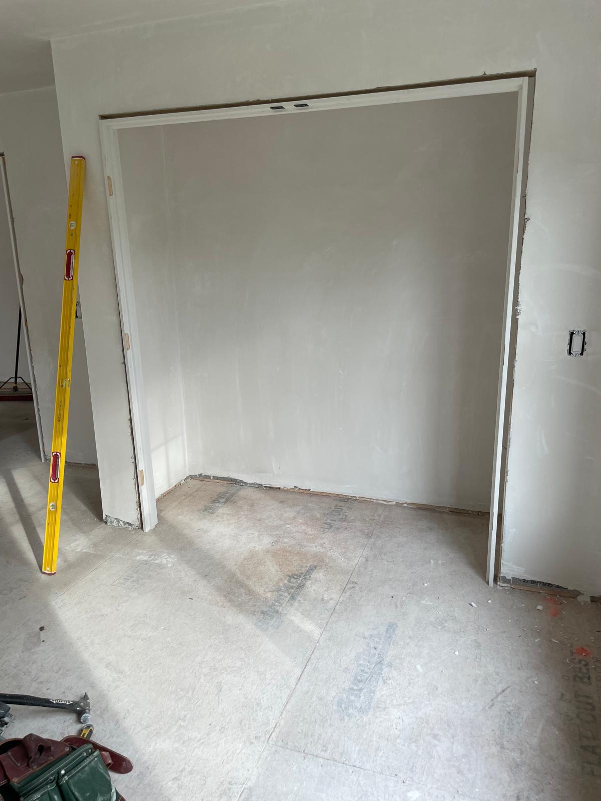 Before and after image of closet door installation by Victor's Finish Work