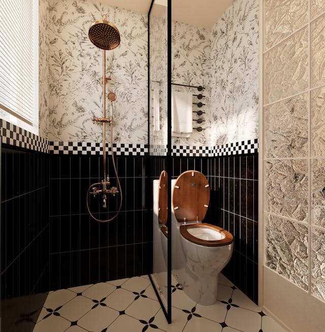 Photo of a bathroom with beautiful finishing and stunning tiles delivered to the client - Victor's Finish Work - home interior